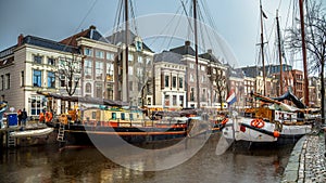 Historic sailing ships at Hoge der Aa Groningen photo