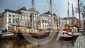 Historic sailing ships at Hoge der Aa Groningen