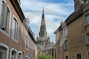 Historic Saint-Lazare cathedral in the historical center of Burgundy, France