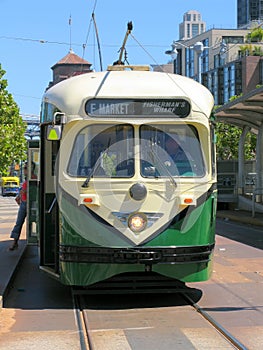 Historic San Francisco Street Car (Green) Front View
