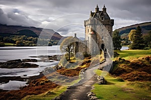 Historic Scot scottish castle. Generate Ai photo