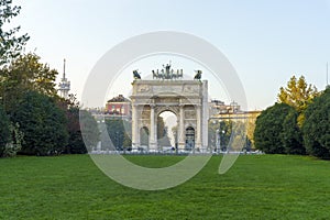 Historic Sempione park in Milan at November