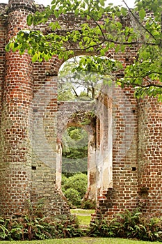 Historic Sheldon Church ruins in Charleston, South Carolina