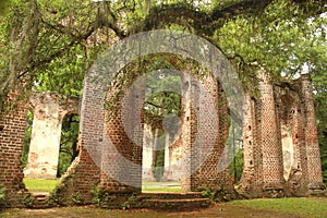 Historic Sheldon Church ruins in Charleston, South Carolina