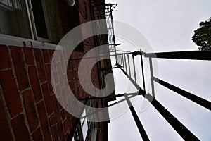 Historic shimer college campus in mount carroll hathaway hall fire escape ladder