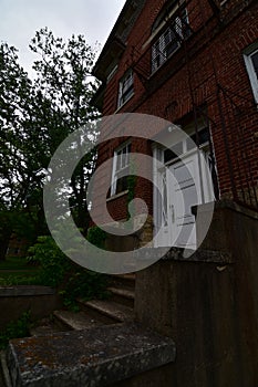 Historic shimer college campus in mount carroll hathaway hall fire escape ladder