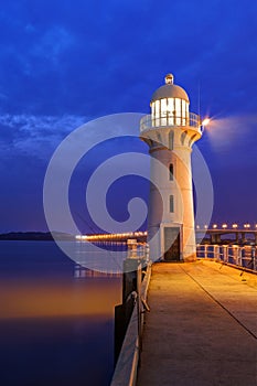 Historic Singapore Raffles Marina Lighthouse on Johor Straits