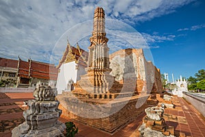 Historic site of Thai Temple, Wat Yai Chom Prasat - Samut Sakhon, Thailand