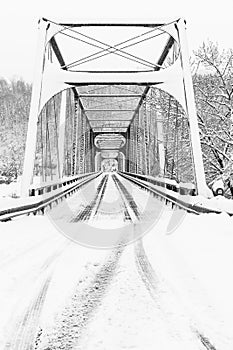 Historic, Snow Covered Truss - Clays Ferry Bridge - Kentucky River - Kentucky