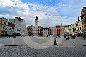 The historic square of the city of Cieszyn bathed in sunlight, Poland photo