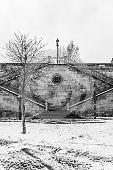 Historic Staircase from Kampa Island to Charles Bridge in Prague