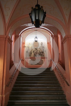 Historic staircase in Melk Abbey in Austria