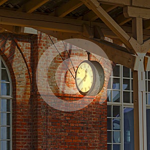 Historic station clock at the station in Cuxhaven, Germany