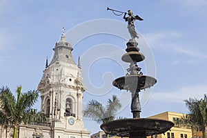 Historic Statue of Angel of the Fame at Plaza Mayor