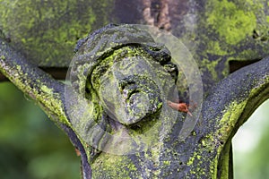 Historic Statue on the mystery old Prague Cemetery, Czech Republic