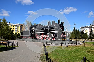 Historic steam locomotive on display in Astana