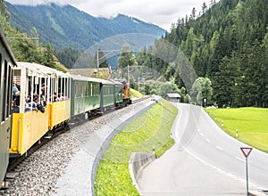 Historic steam train in Davos, Switzerland