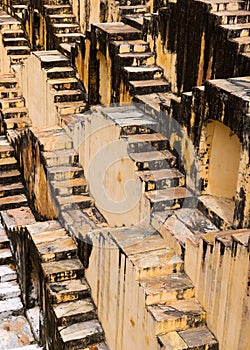 Historic step well known as Panna Meena ka Kund in Jaipur, Rajasthan, India photo