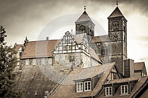 The historic Stiftskirche church in Quedlinburg, Germany