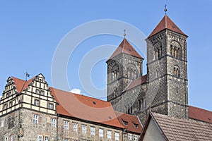 The historic Stiftskirche church in Quedlinburg, Germany
