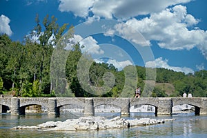Historic Stone Bridge Over the Serene Ardeche River
