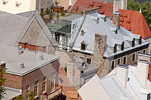 Historic stone building roofs Quebec City Canada