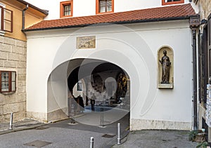 Historic Stone Gate landmark in the Upper Town of Zagreb, Croatia