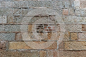 Historic stone wall with bricks at Tai Kwun Hong Kong