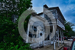 Historic storefronts in decay in keyeser wisconsin