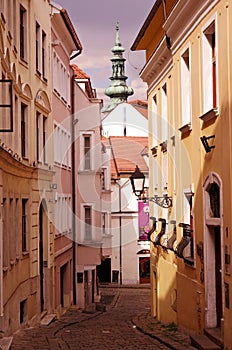 Historic street in Bratislava town