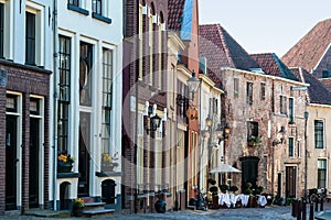 Historic street in the Dutch town Deventer photo