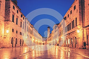 Historic street of Stradun in Dubrovnik, Croatia