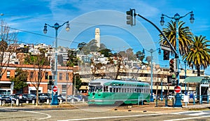 Historic streetcar on the Embarcadero in San Francisco photo