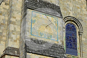 Historic sundial on city cathedral