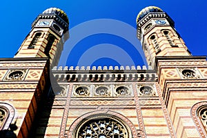 Historic synagogue exterior detail in Budapest