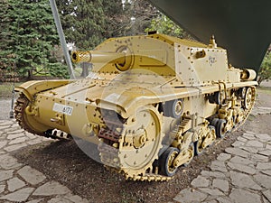 Historic tank in pubblic park `La Rocca` Bergamo.