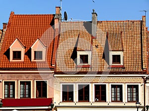 historic tenement houses in Sandomierz, Poland