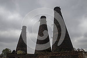 The historic Three Sisters Bottle Kilns in Burslem, Stoke-on-Trent in Staffordshire