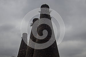 The historic Three Sisters Bottle Kilns in Burslem, Stoke-on-Trent in Staffordshire