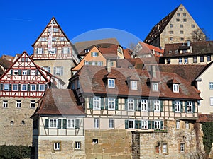 Historic timber-framed buildings, skyline of medieval town in Germany