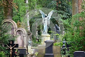 historic tombs in the wooded surroundings of cologne\'s melaten cemetery