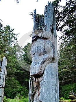 Historic Totem Poles, Ninstints, Haida Gwaii,