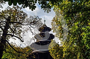 The historic tower Chinesischer Turm of Munich in Bavaria photo