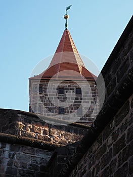 Historic tower of the historic castle in Nuremberg