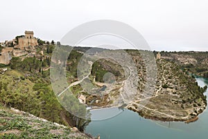 The historic town of Alarcon and the Jucar River gorge