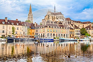 Historic town of Auxerre with Yonne river, Burgundy, France photo