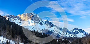 Historic town of Berchtesgaden with famous Watzmann mountain in the background, National park Berchtesgadener, Upper Bavaria,