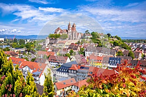 Historic town of Breisach cathedral and rooftops view