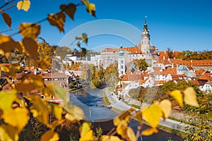 Historic town of Cesky Krumlov in fall, Bohemia, Czech Republic