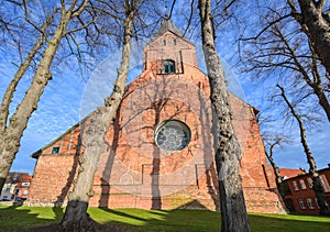 Historic town church of Gadebusch St. Jakob and St. Dionysius, build in red brick architecture in northwestern Mecklenburg,